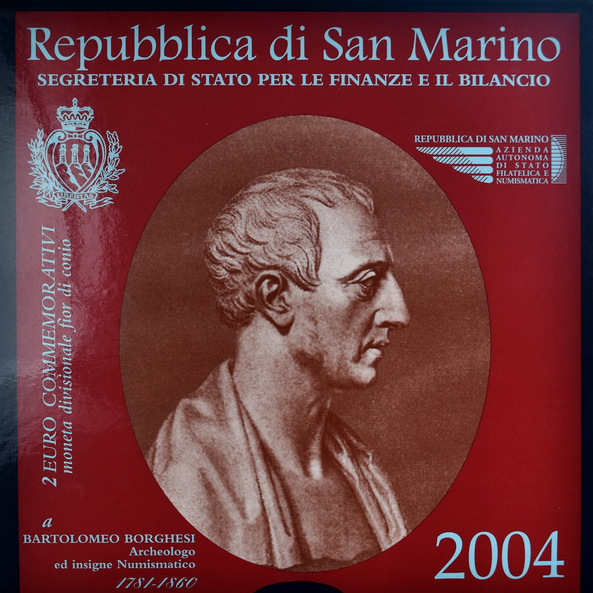 San Marino, 2 Euro, Bartolomeo Borghesi, 2004, Rome, FDC, N.C.