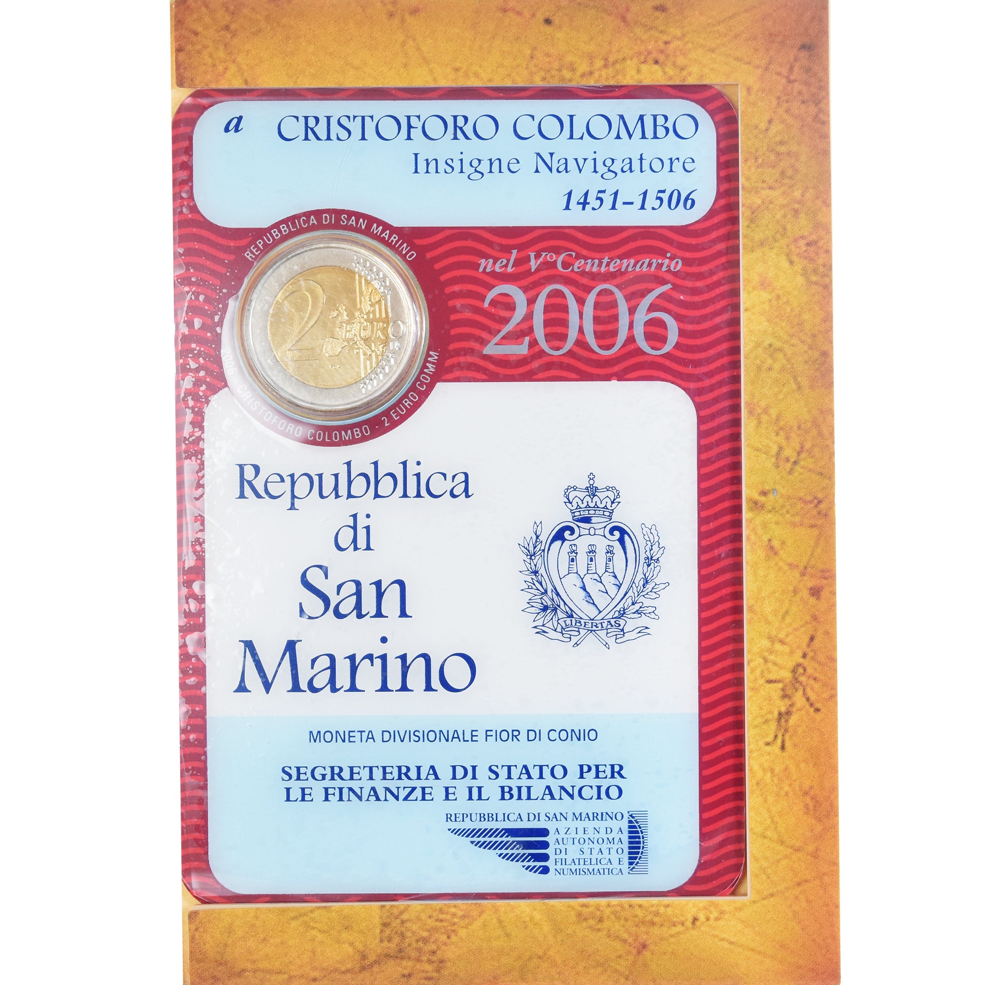 San Marino, 2 Euro, Christophe Colomb, 2006, Rome, MS(65-70), Bi-Metallic