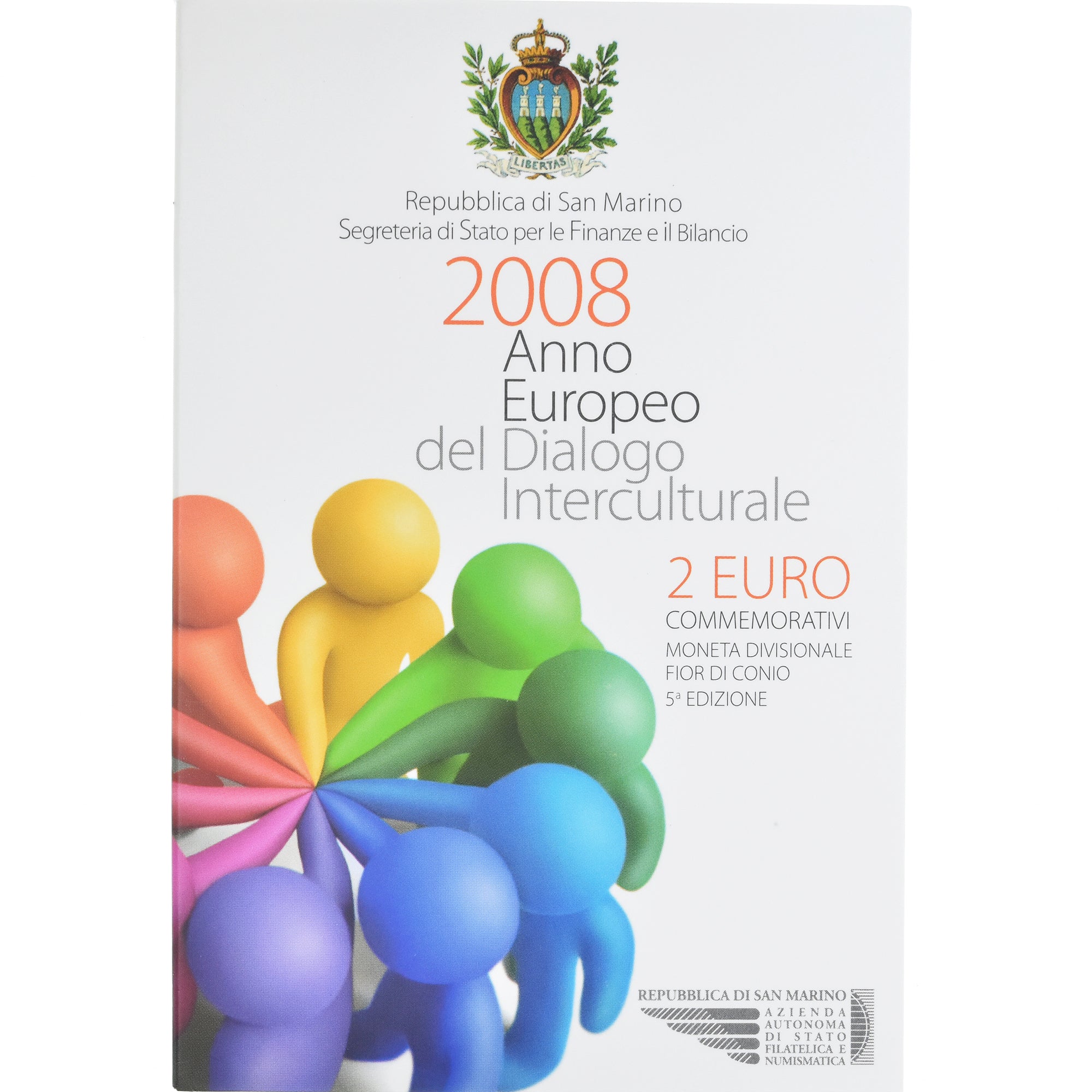 San Marino, 2 Euro, European Year of Intercultural Dialogue, 2008, Rome, FDC
