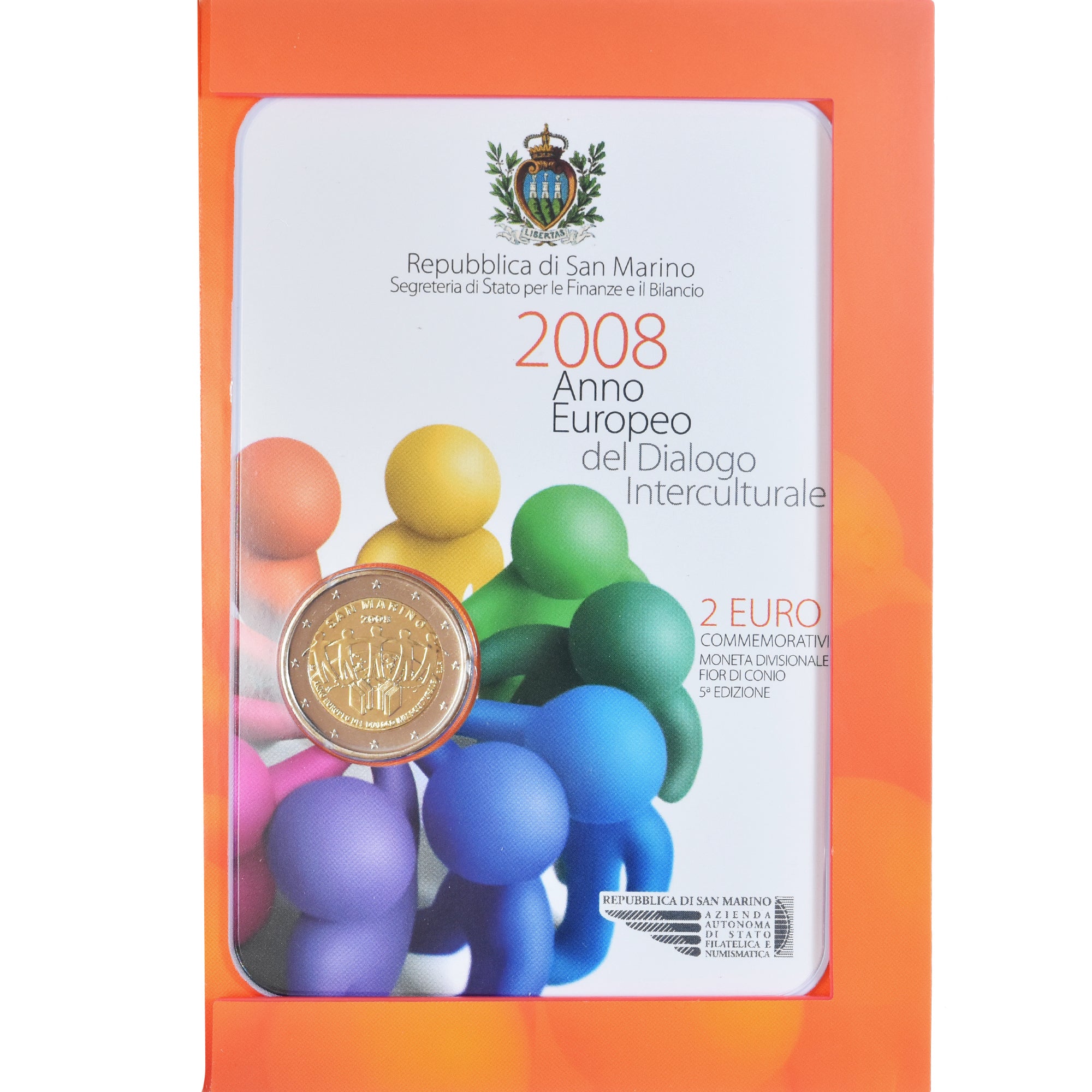 San Marino, 2 Euro, European Year of Intercultural Dialogue, 2008, Rome, FDC