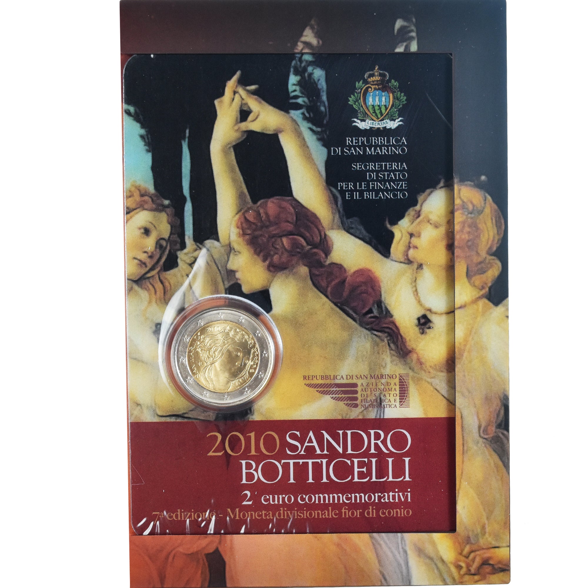 San Marino, 2 Euro, Sandro Botticelli, 2010, Rome, MS(65-70), Bi-Metallic