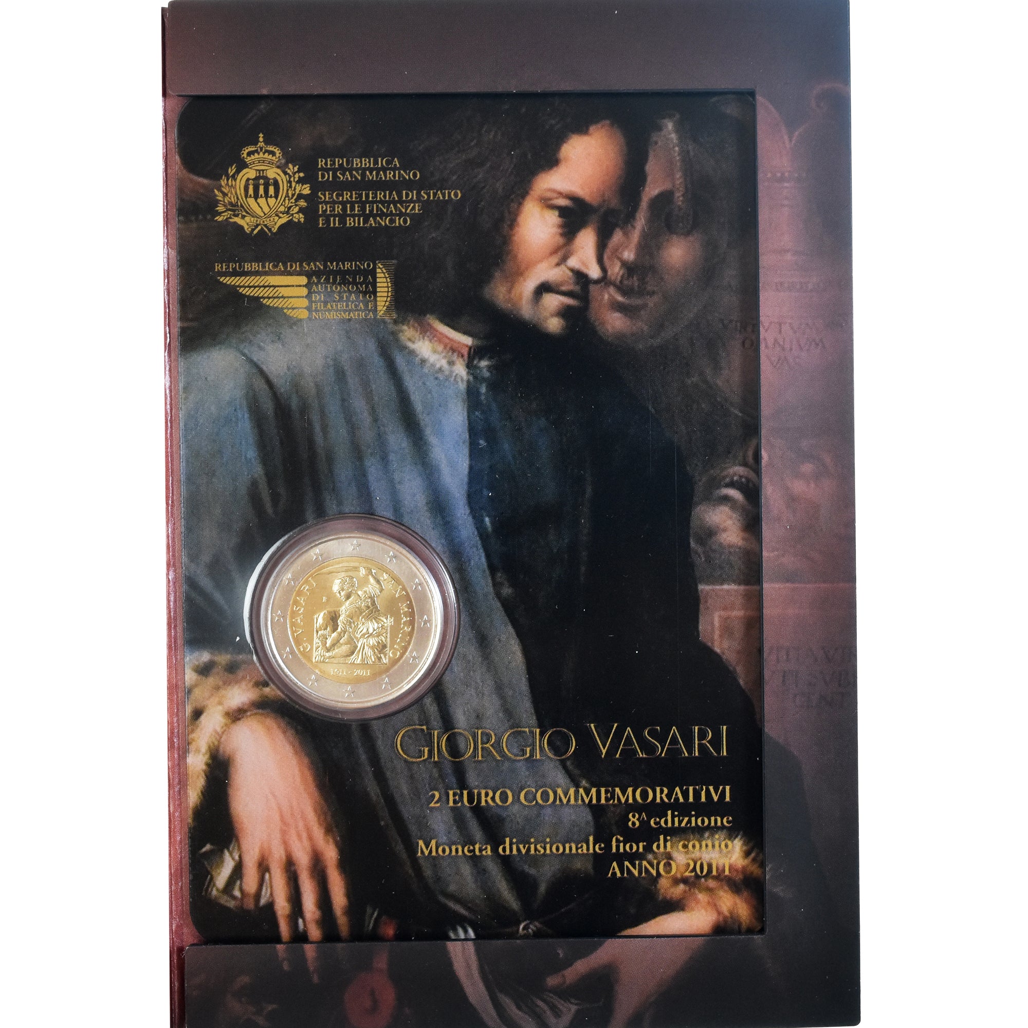 San Marino, 2 Euro, Giorgo Vasari, 2011, Rome, MS(65-70), Bi-Metallic