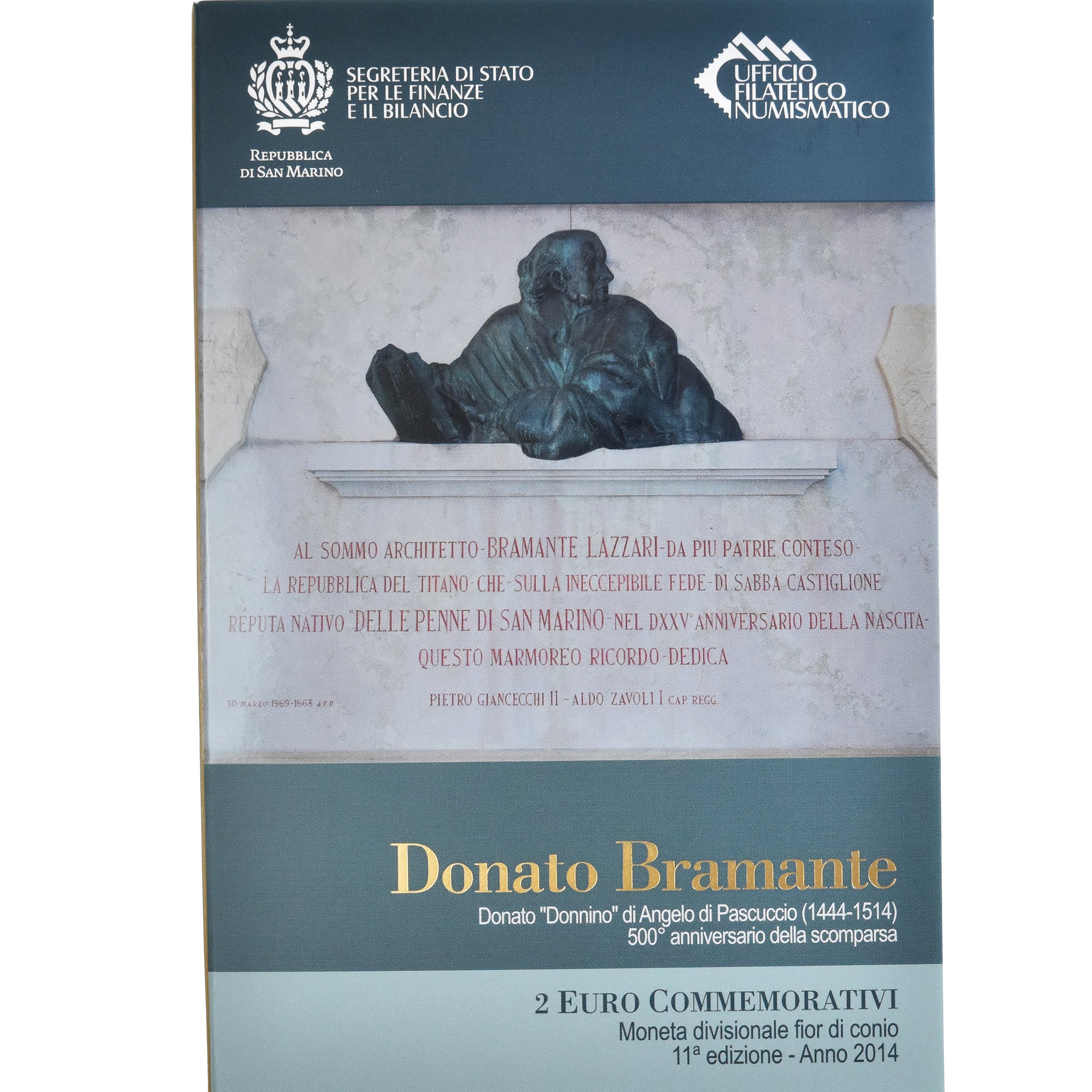 Saint Marin , 2 Euro, 500ème anniversaire de la mort de Bramante, 2014, Rome