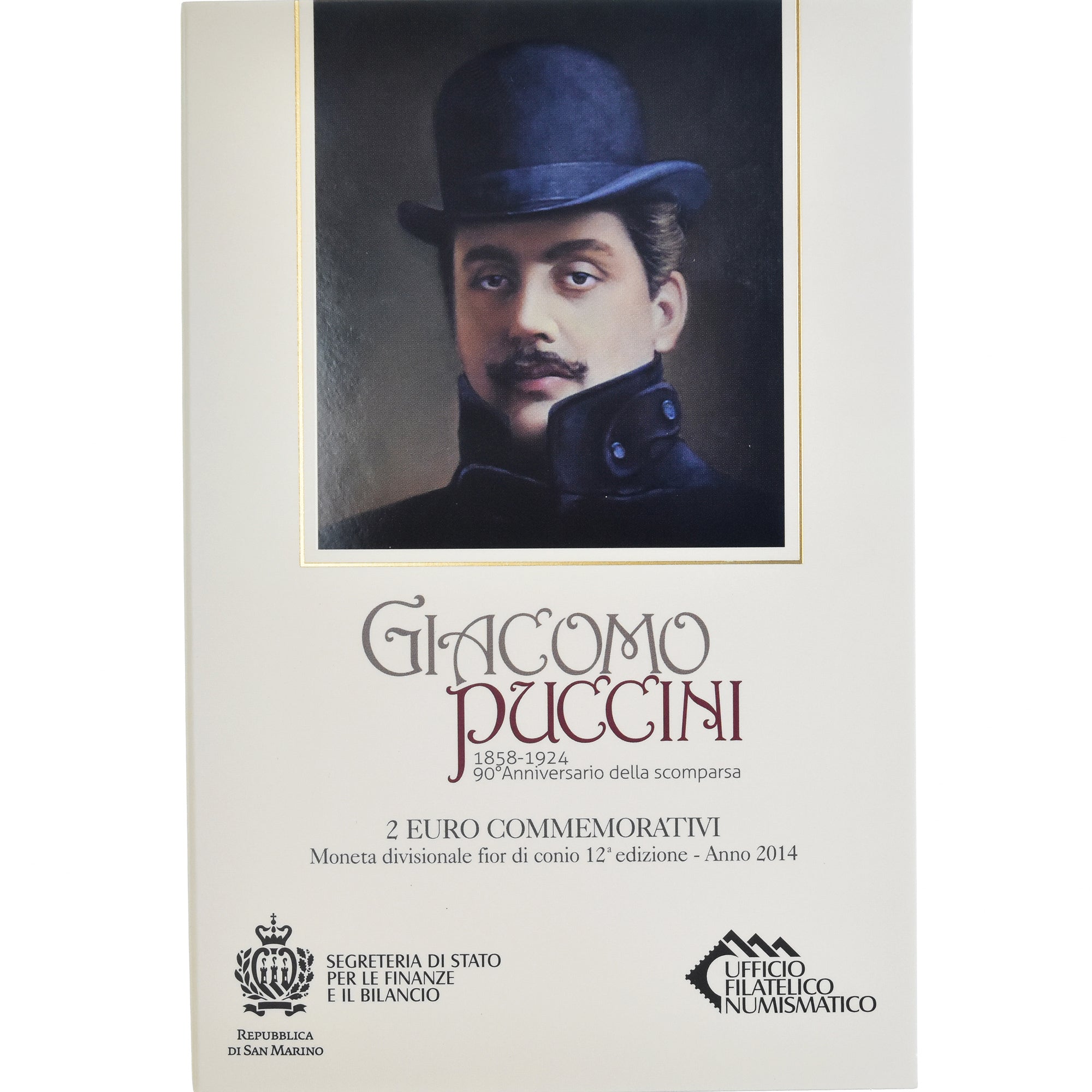 San Marino, 2 Euro, Giacomo Puccini, 2014, Rome, Special Unc., MS(65-70)