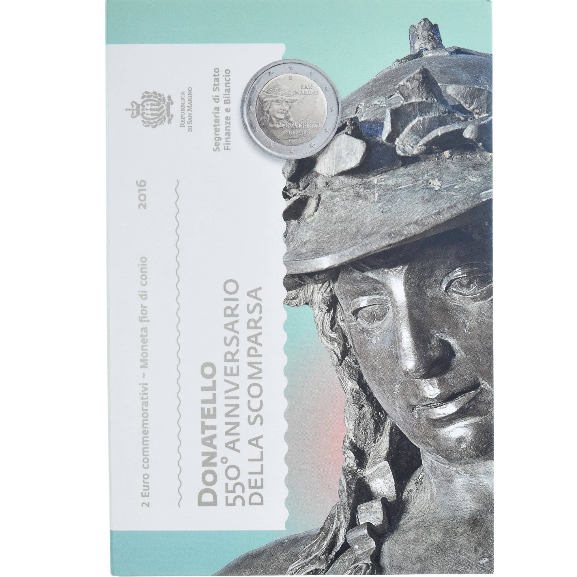 San Marino, 2 Euro, Donatello, 2016, Rome, FDC, Bi-metallico