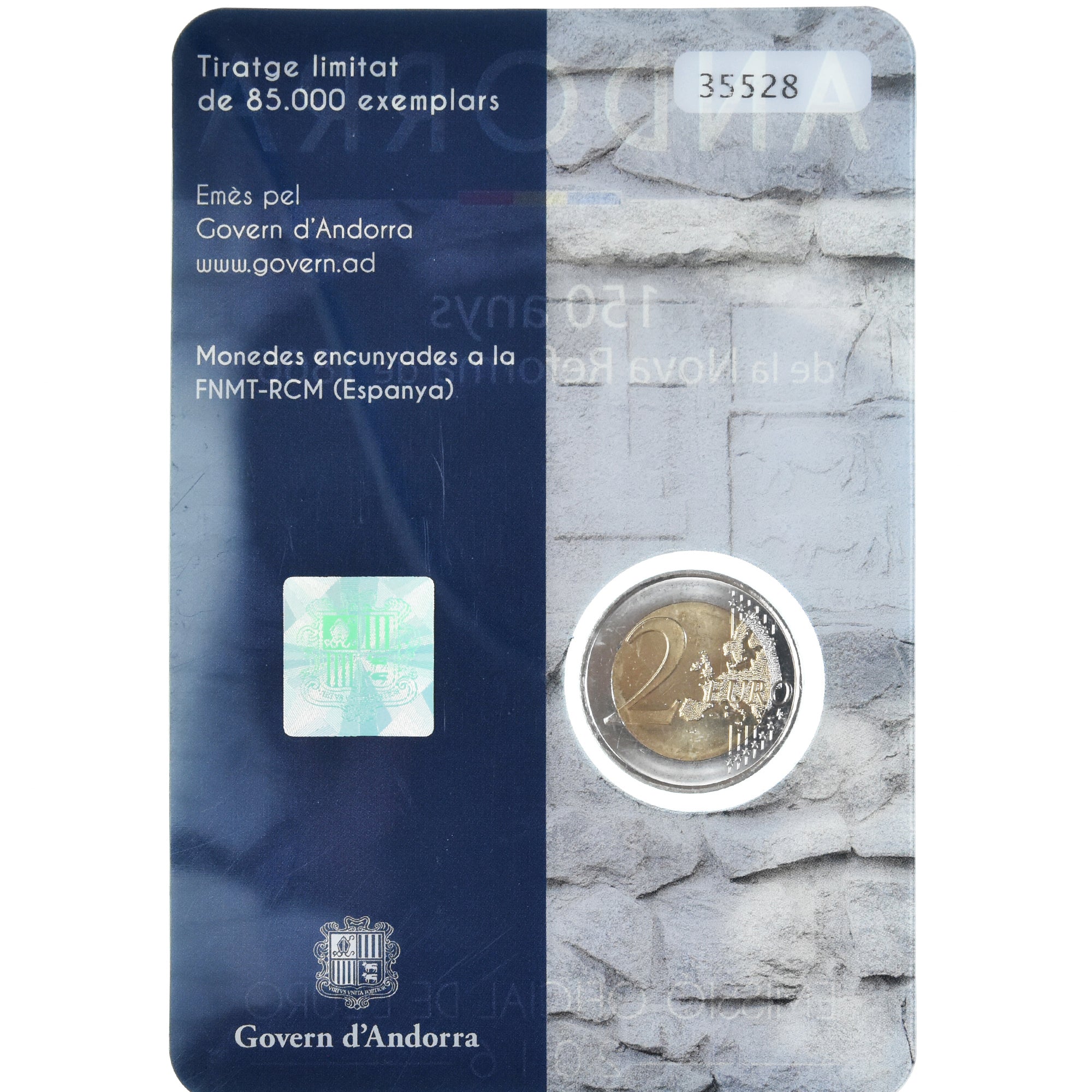 Andorra, 2 Euro, Réforme de 1866, 2016, BU, MS(65-70), Bi-Metallic