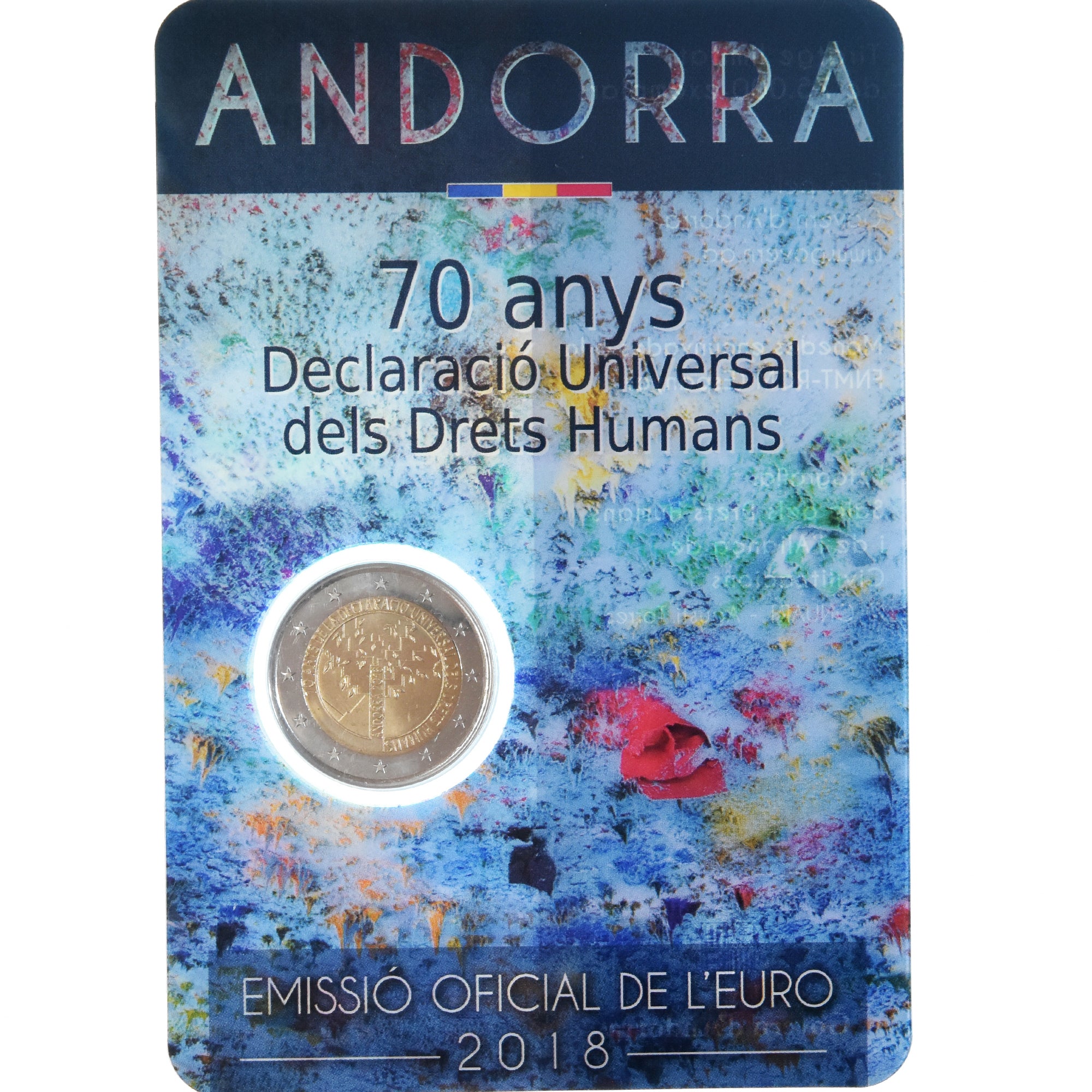 Andorra, 2 Euro, droits de l'homme, 2018, BU, MS(65-70), Bi-Metallic