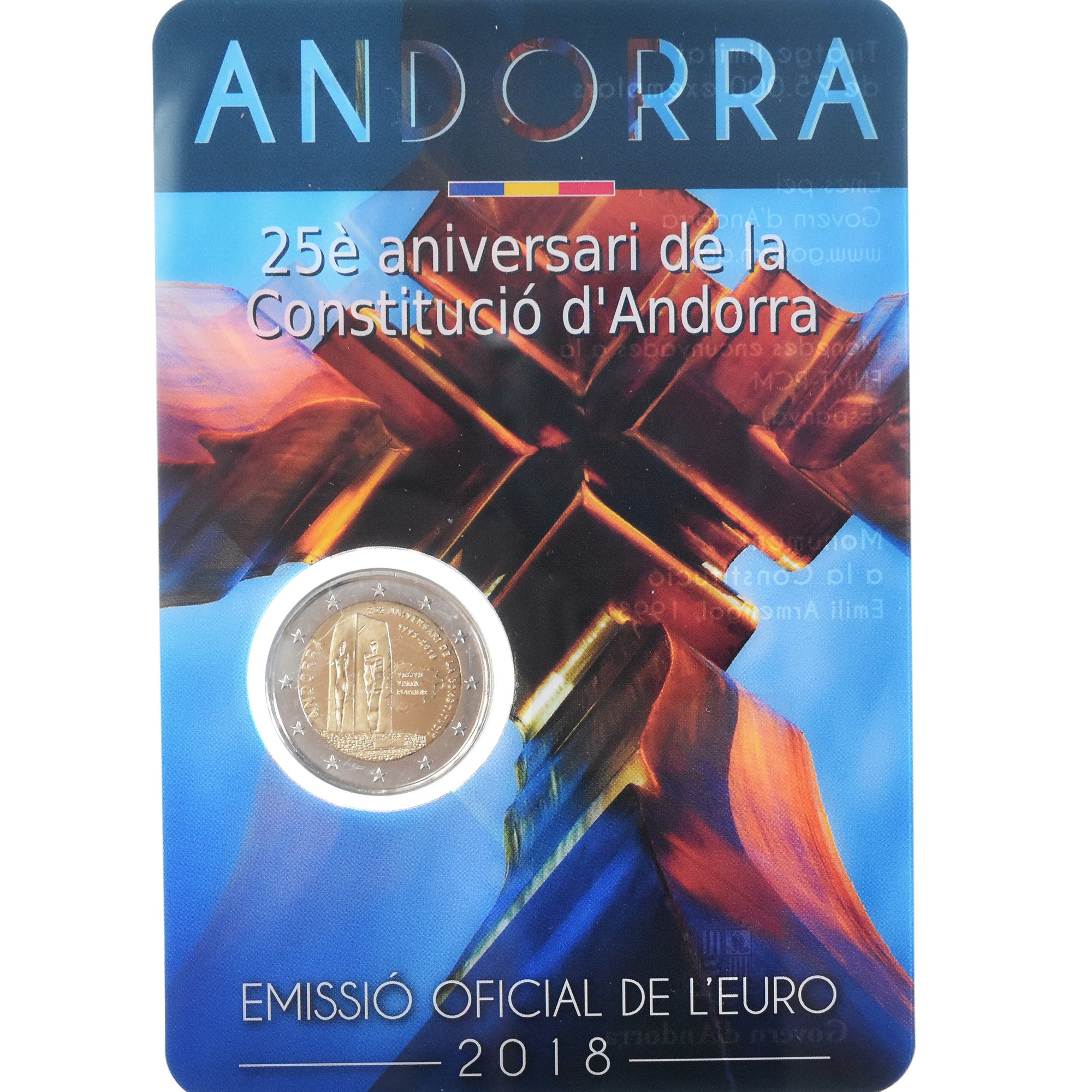 Andorra, 2 Euro, 25 years of Constitution, 2018, BU, MS(65-70), Bi-Metallic