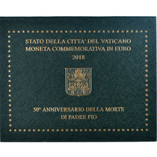 Vaticano, 2 Euro, 50ème anniversaire de la mort de Padre Pio, 2018, Rome, Pape