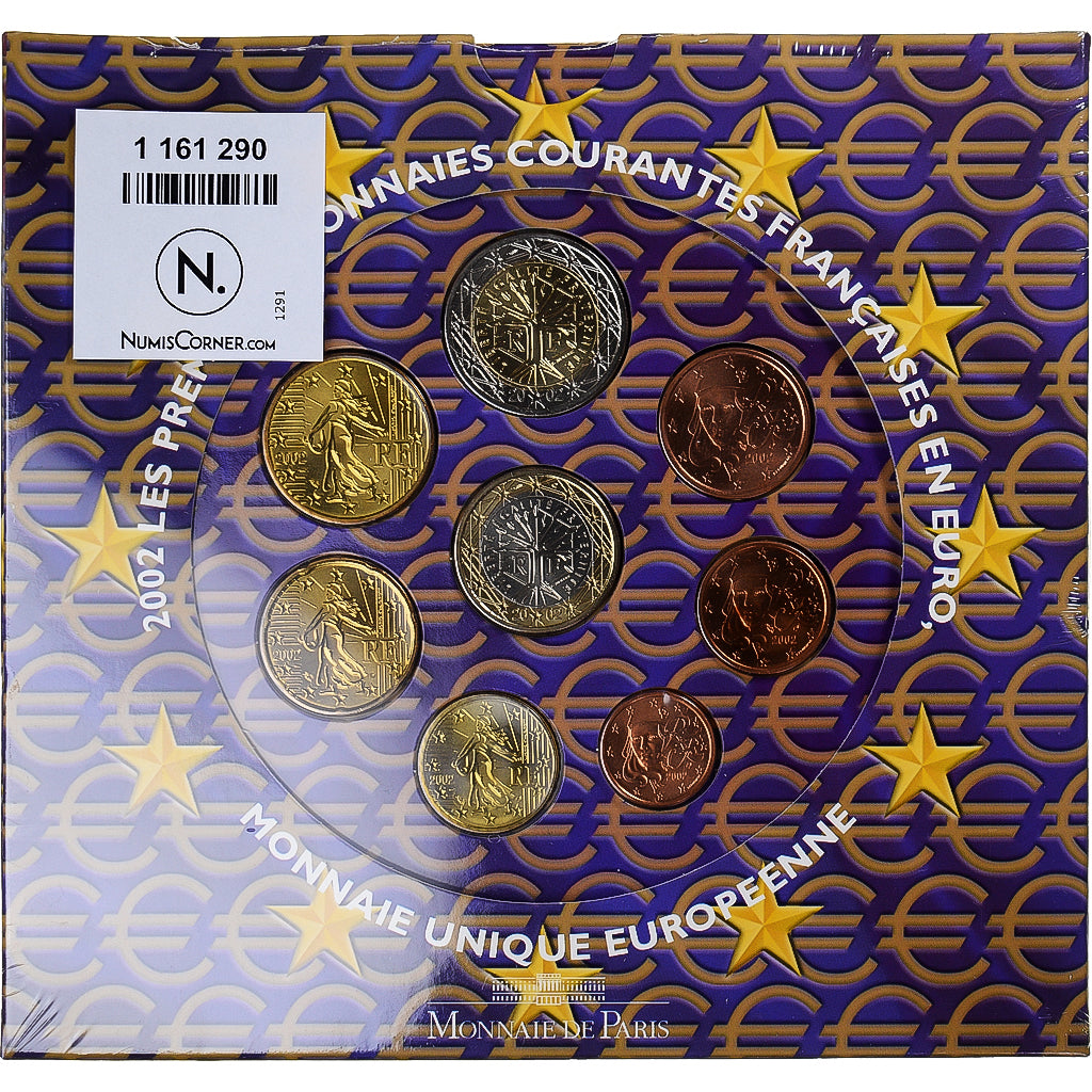 France, Monnaie de Paris, Euro-Set, 2002, FDC.BU, MS(65-70)