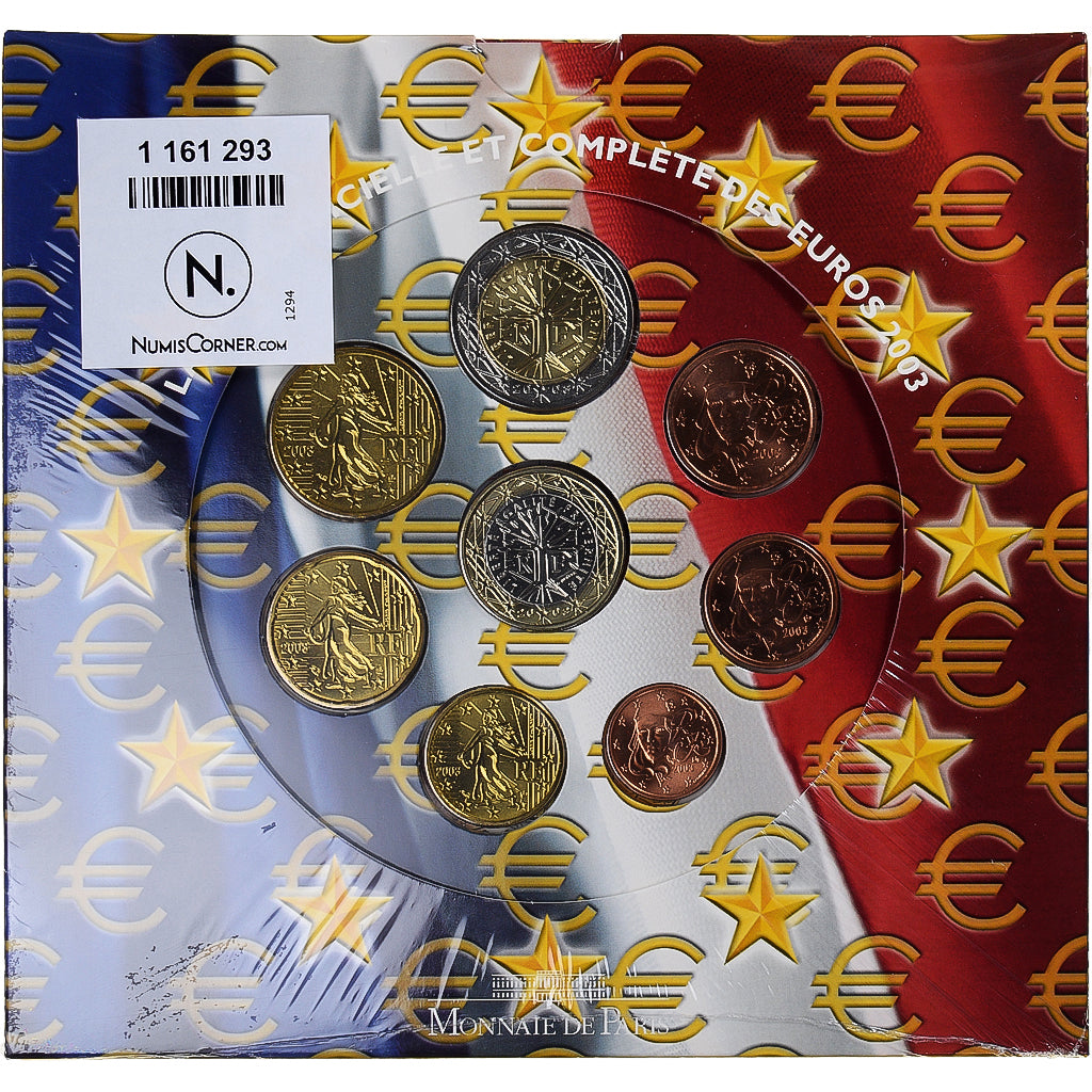 France, Monnaie de Paris, Euro-Set, 2003, MS(65-70), Gadoury:page 338
