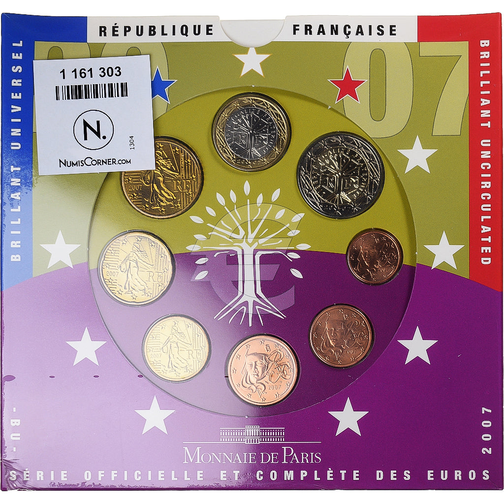 Francia, Monnaie de Paris, Euro-Set, 2007, FDC.BU, FDC, N.C., Gadoury:page 338