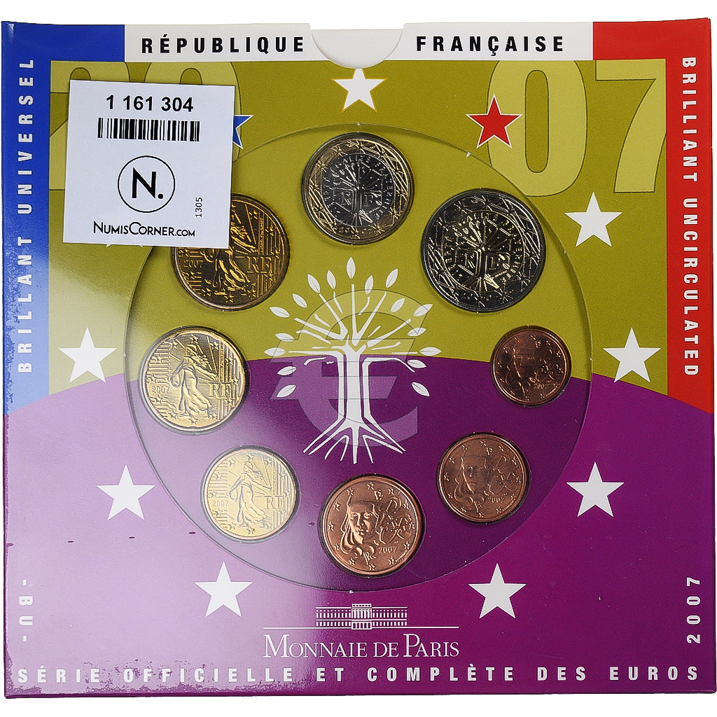 Francia, Monnaie de Paris, Euro-Set, 2007, FDC.BU, FDC, Sin información