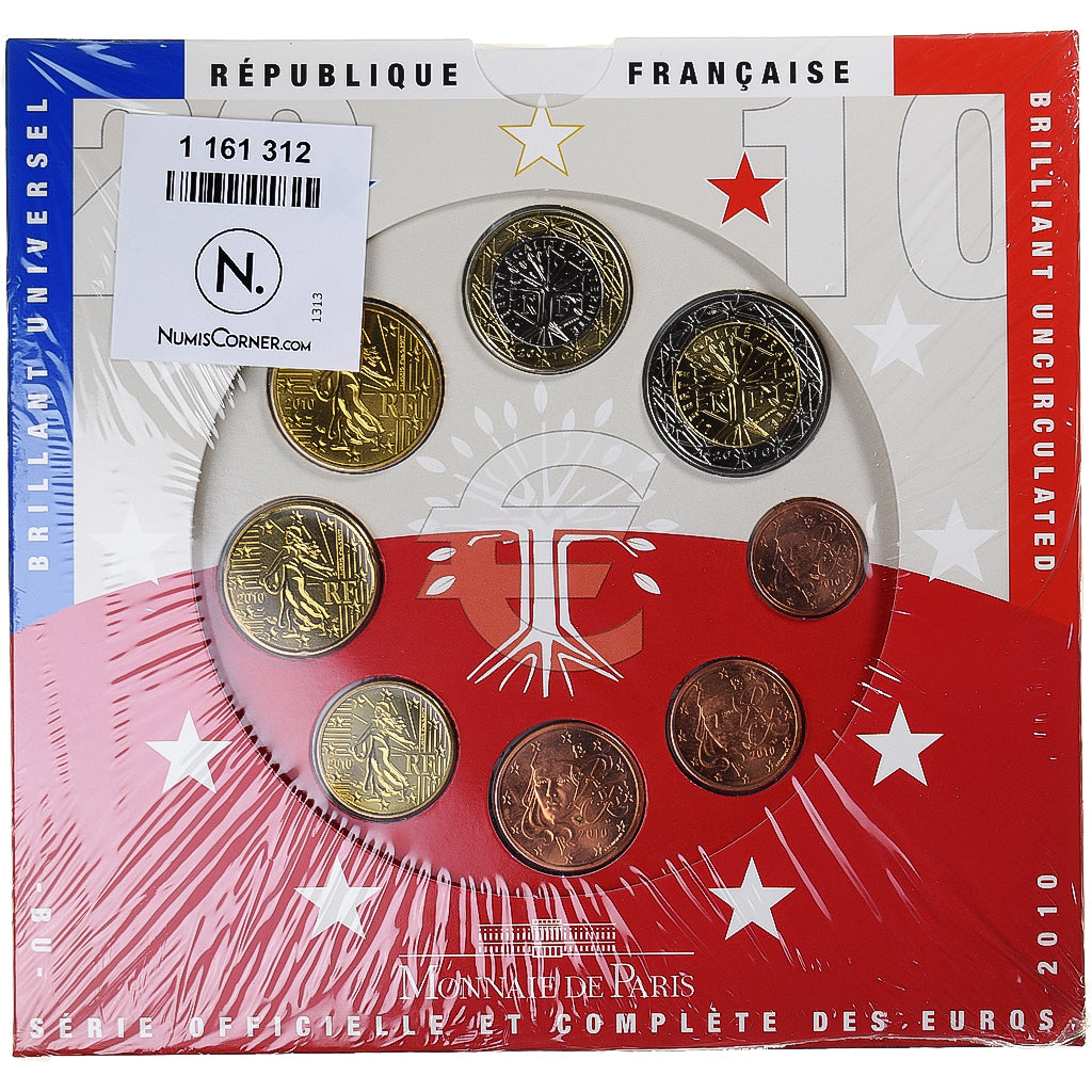 France, Monnaie de Paris, 1 Cent to 2 Euro, 2010, Paris, Set, MS(65-70)