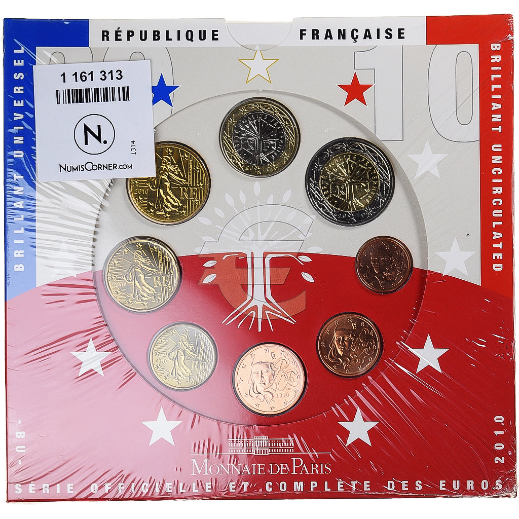 Francja, Monnaie de Paris, 1 Cent to 2 Euro, 2010, Paris, Set, MS(65-70), ND