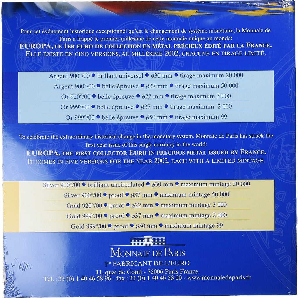 France, 1/4 Euro, 2002, Paris, FDC, Argent, KM:1300
