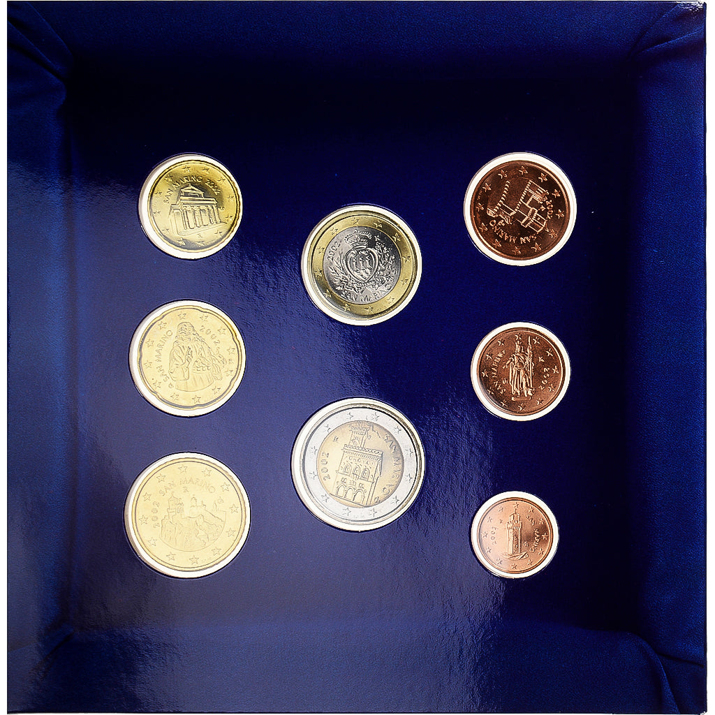 San Marino, 1 Cent to 2 Euro, 2002, Rome, MS(65-70)