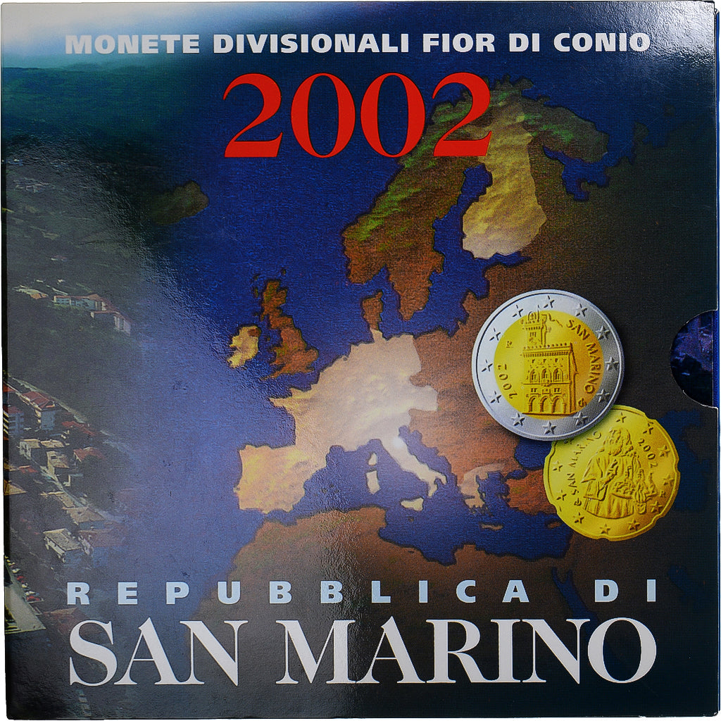 San Marino, 1 Cent to 2 Euro, 2002, Rome, MS(65-70)