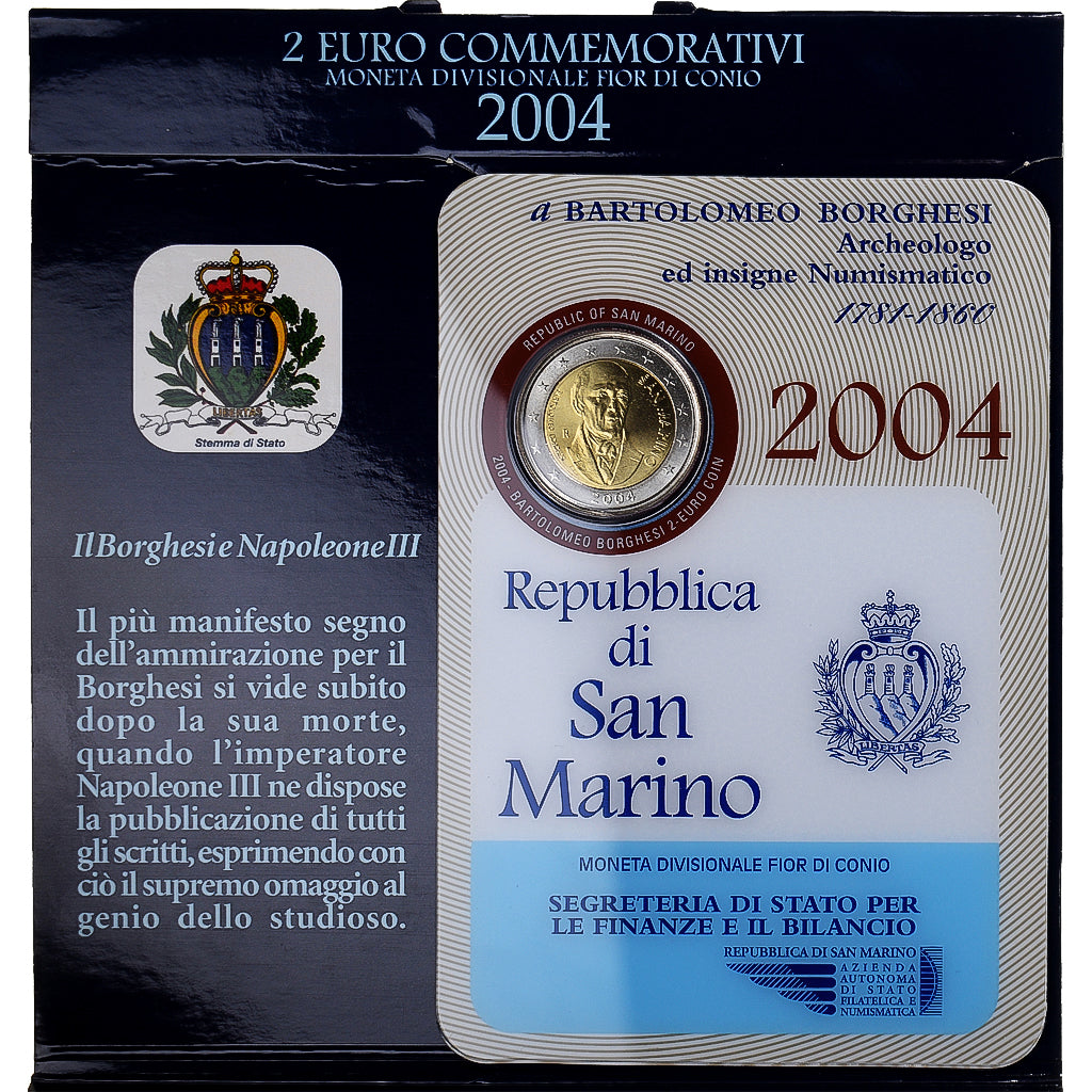 Saint Marin , 2 Euro, Bartolomeo Borghesi, 2004, Rome, FDC
