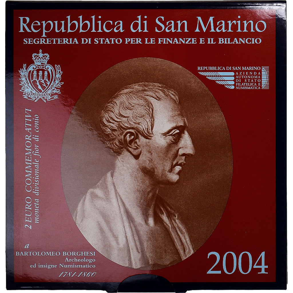 Saint Marin , 2 Euro, Bartolomeo Borghesi, 2004, Rome, FDC
