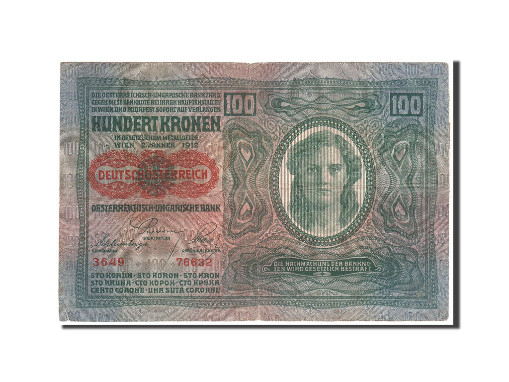 Austria, 100 Kronen, 1912, 1922-01-02, KM:12, EF(40-45)