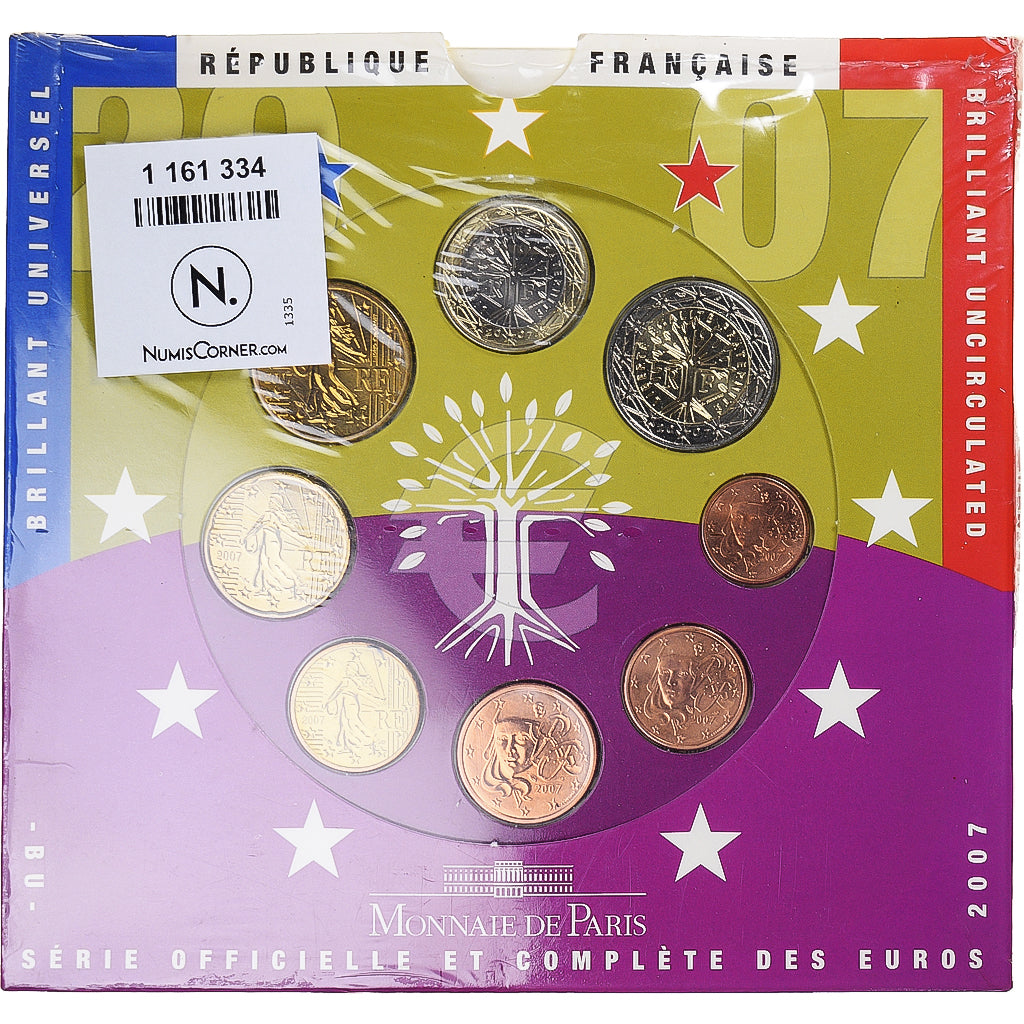 Francja, Monnaie de Paris, Euro-Set, 2007, FDC.BU, MS(65-70), ND, Gadoury:page