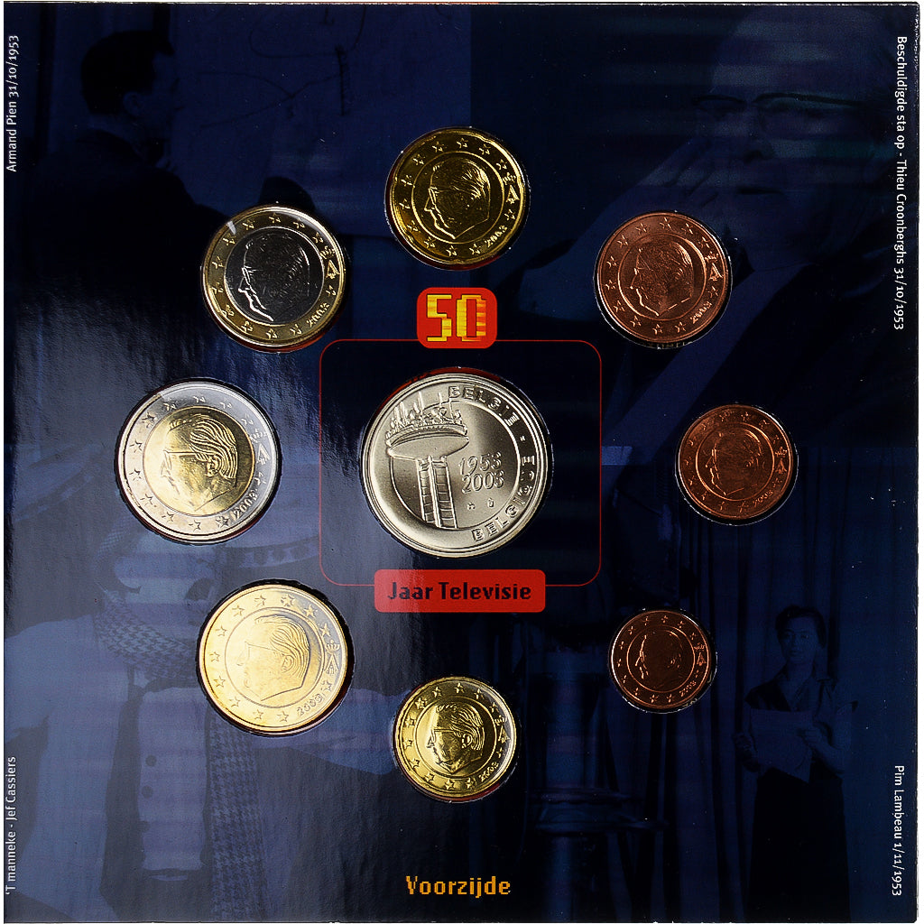 Belgium, 1 Cent to 2 Euro, 2003, Brussels, MS(65-70), (No Composition)