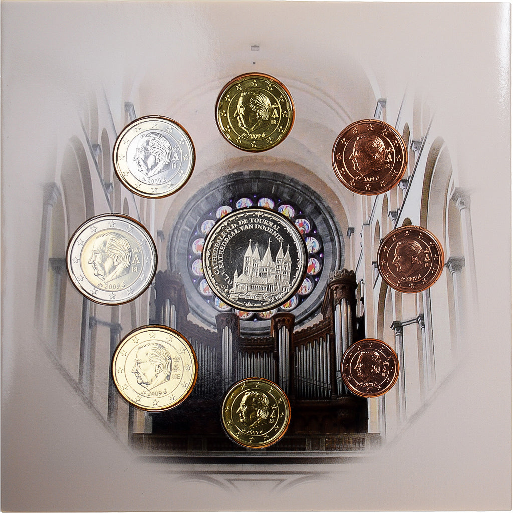 Belgique, 1 Cent to 2 Euro, Cathédrale de Tournai, 2009, Bruxelles, BU, FDC