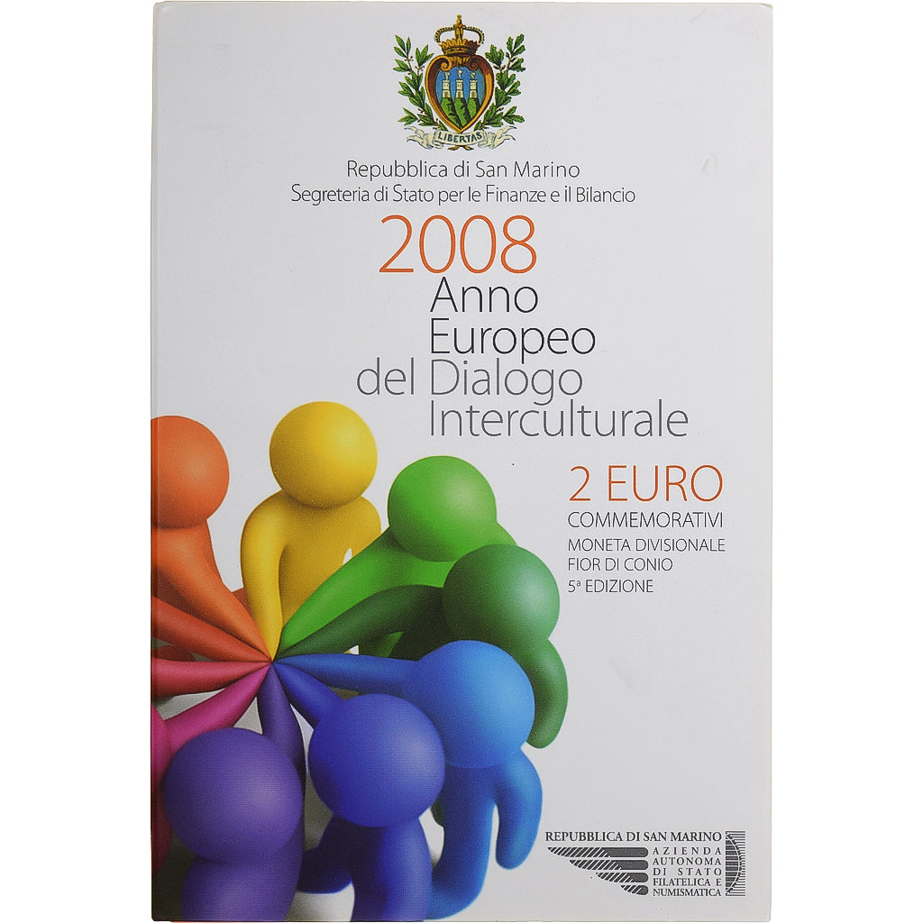 San Marino, 2 Euro, European Year of Intercultural Dialogue, 2008, Rome