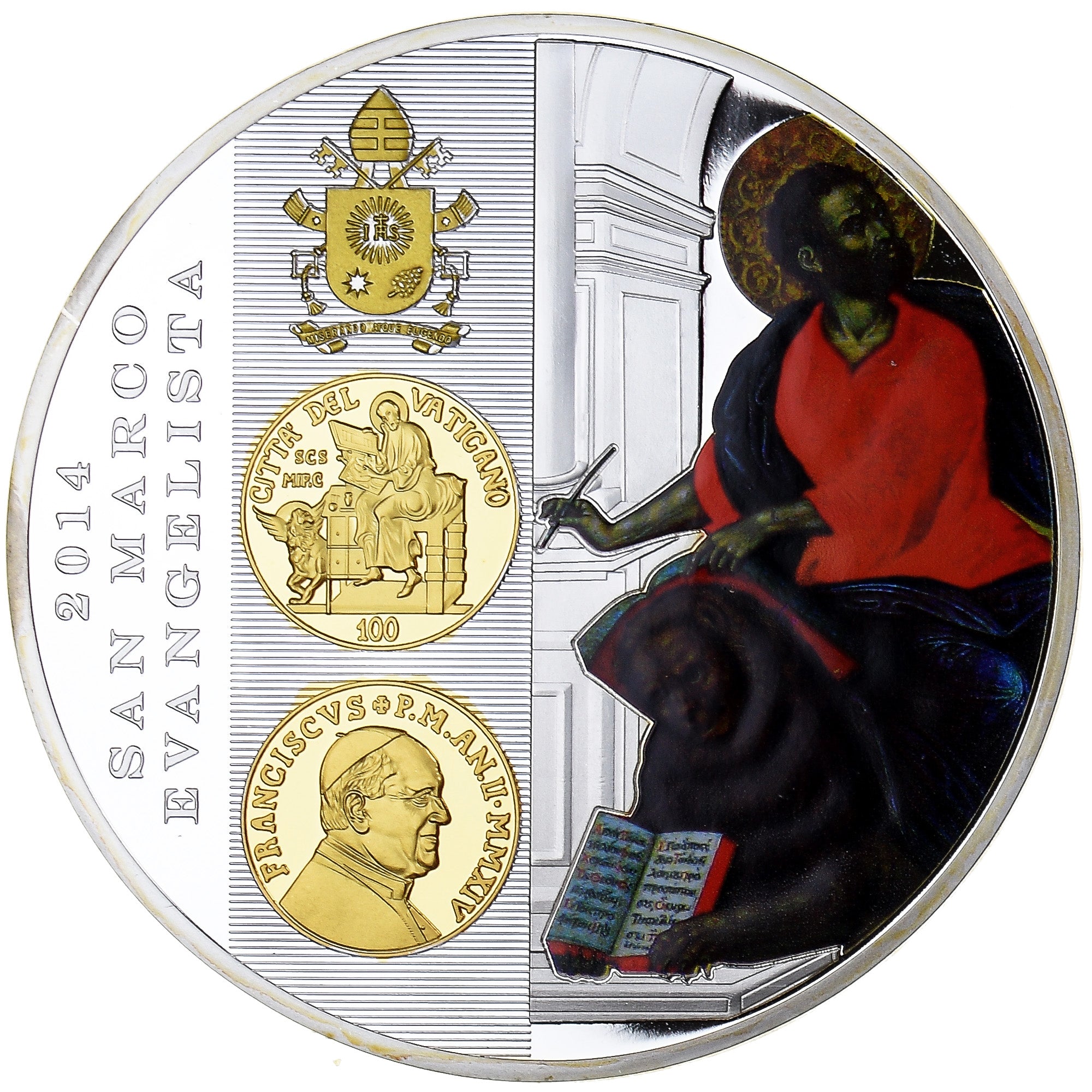 Vatican, Medal, San Marco Evangelista, 2014, MS(65-70), Copper Plated Silver