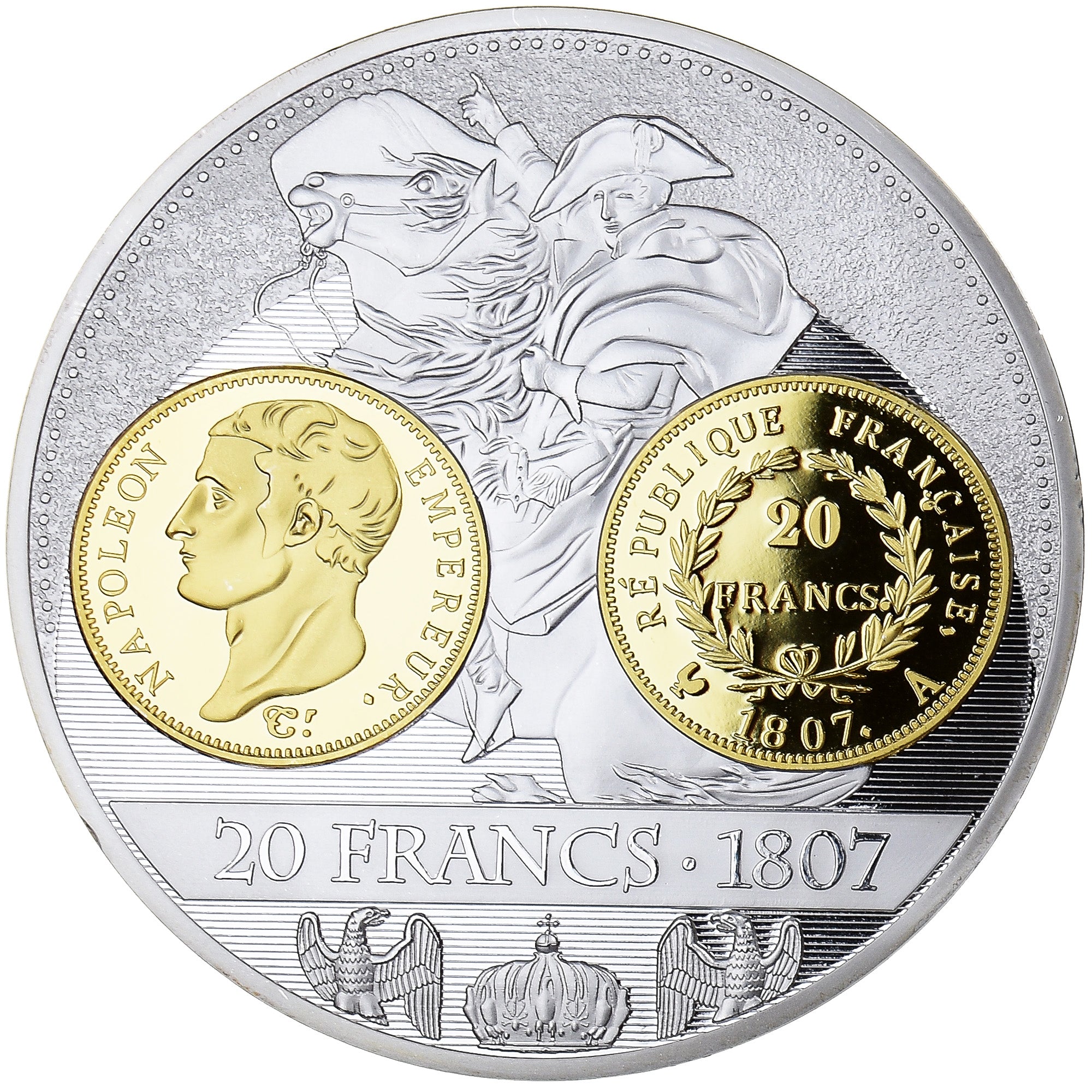 France, Medal, Napoleon I, Histoire de la monnaie Française, 20 Francs 1807