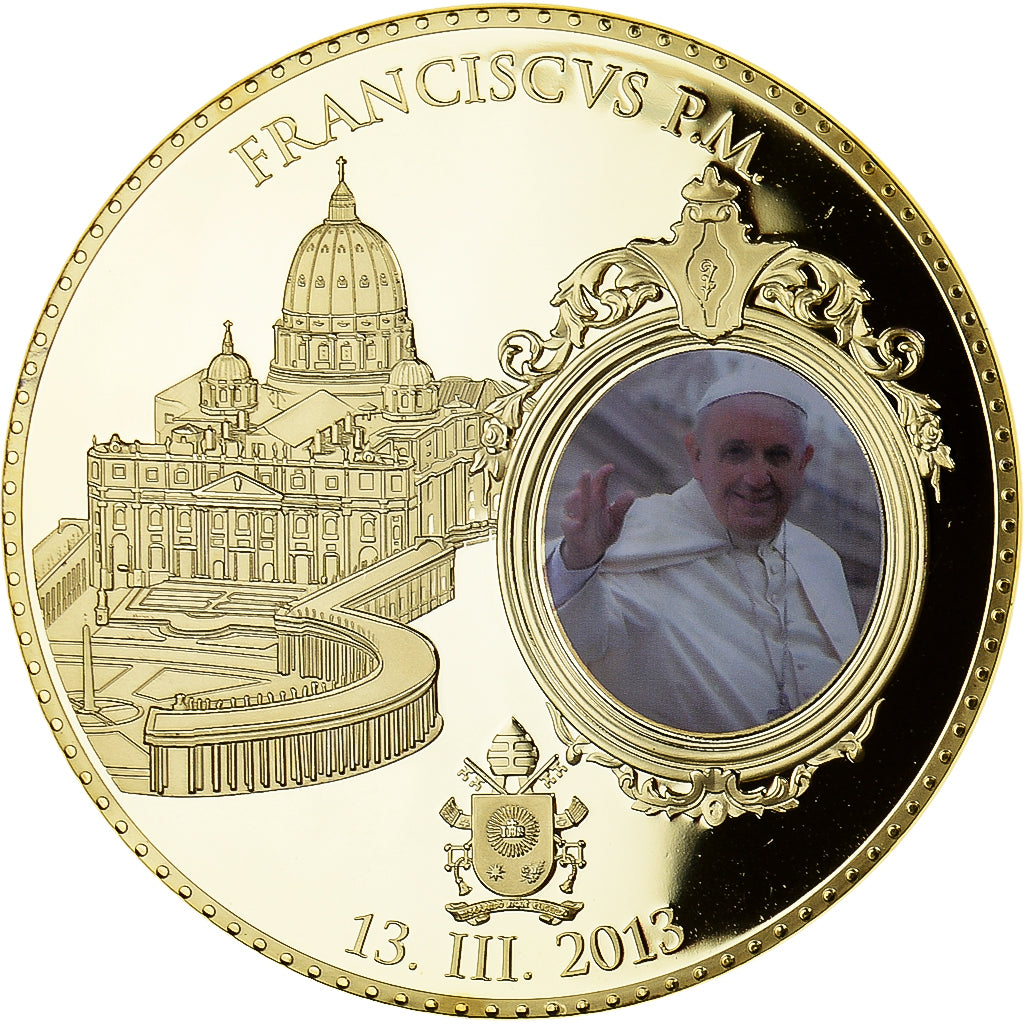 Vatican, Medal, Le Pape François, 2013, MS(63), Copper Gilt