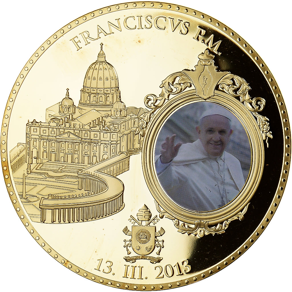 Vatican, Medal, Le Pape François, 2013, MS(63), Copper Gilt
