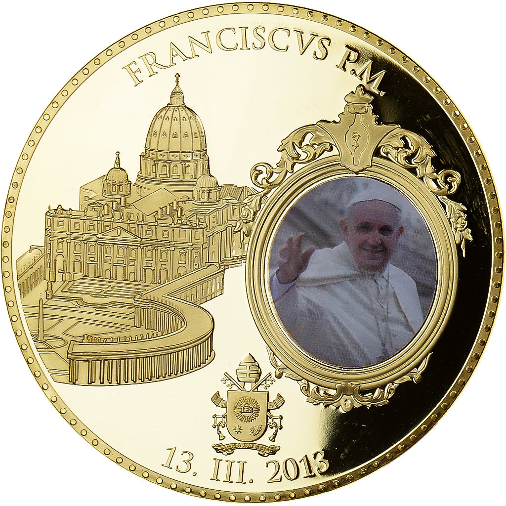 Vatican, Medal, Le Pape François, 2013, MS(63), Copper Gilt