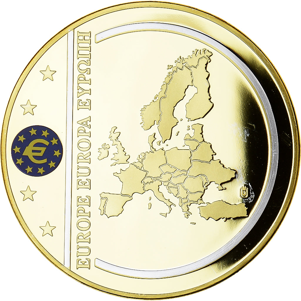 France, Medal, Billet de Banque Européenne, 100 Euro, MS(64), Copper Gilt