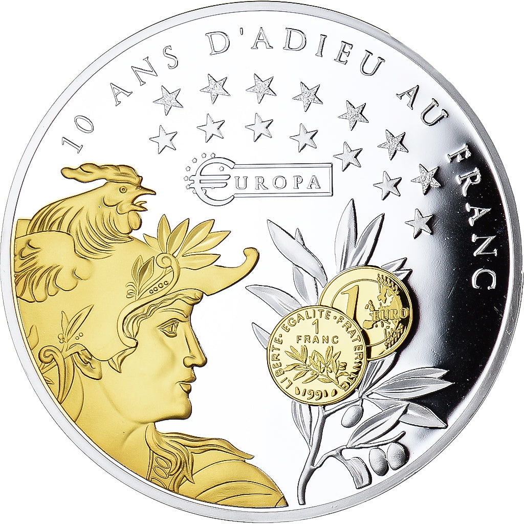 France, Medal, 10 ans d'adieu au Franc, Liberté, Égalité, Fraternité
