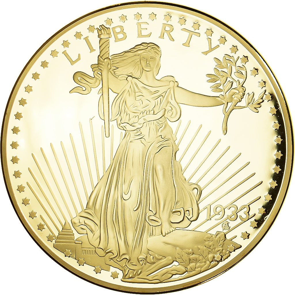 Vereinigte Staaten, Medaille, Copy Twenty Dollars, Liberty, STGL, Copper Gilt