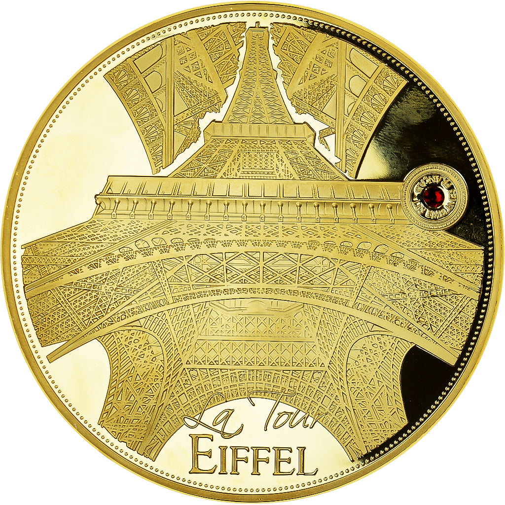 France, Medal, Les Monuments Français, La Tour Eiffel, MS(65-70), Copper Gilt