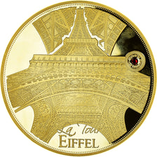 France, Medal, Les Monuments Français, La Tour Eiffel, MS(65-70), Copper Gilt