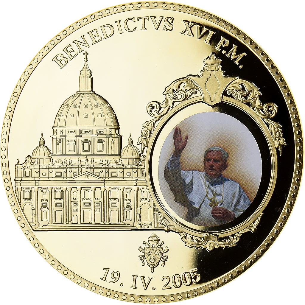 Vatican, Medal, Le Pape Benoit XVI, 2005, MS(64), Copper Gilt
