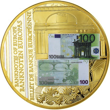 France, Medal, Billet de Banque Européenne, 100 Euro, MS(63), Copper Gilt