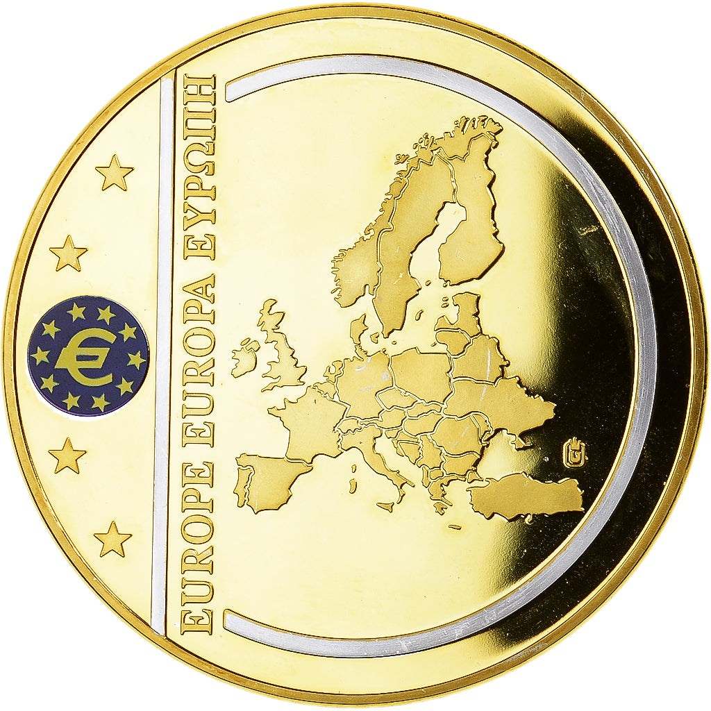 France, Medal, Billet de Banque Européenne, 100 Euro, MS(63), Copper Gilt