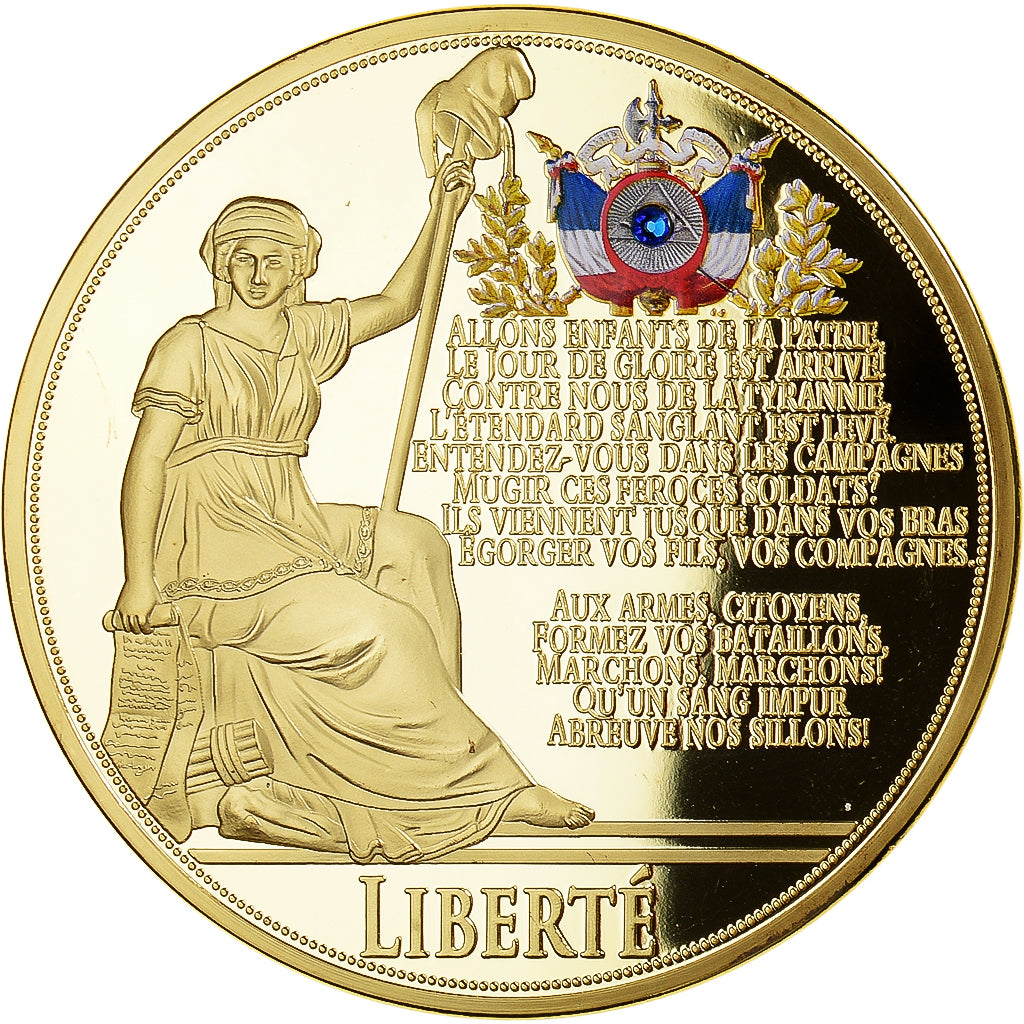 France, Medal, Liberté, La Marseillaise, MS(65-70), Copper Gilt