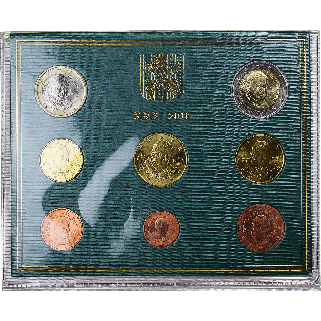 Vatican, 1 Cent to 2 Euro, euro set, 2010, Rome, Benoit XVI, MS(65-70)