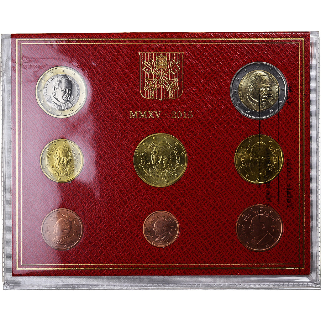 Vatican, 1 Cent to 2 Euro, 2015, BU, MS(65-70), Bi-Metallic