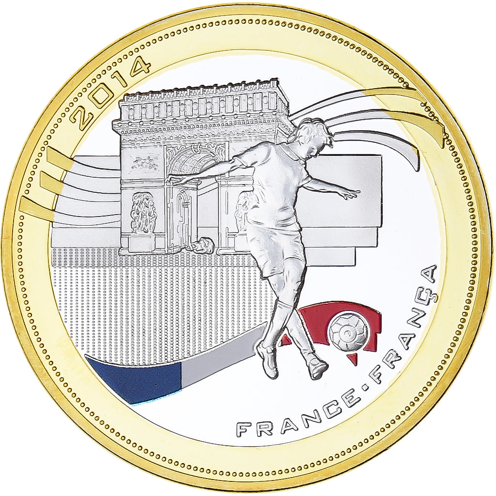 France, Medal, Brasil, Terra de Futebol, Football, 2014, MS(65-70), Copper Gilt