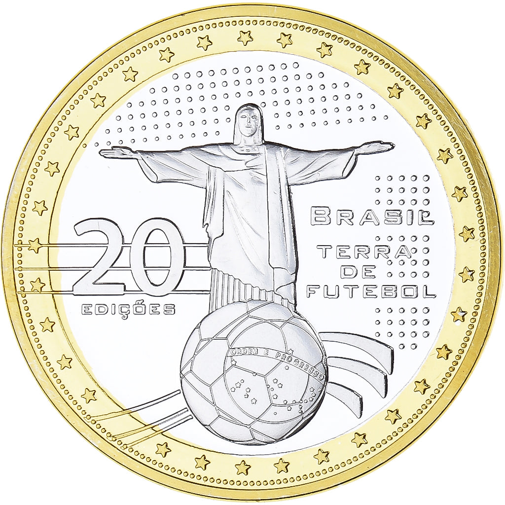 France, Medal, Brasil, Terra de Futebol, Football, 2014, MS(65-70), Copper Gilt