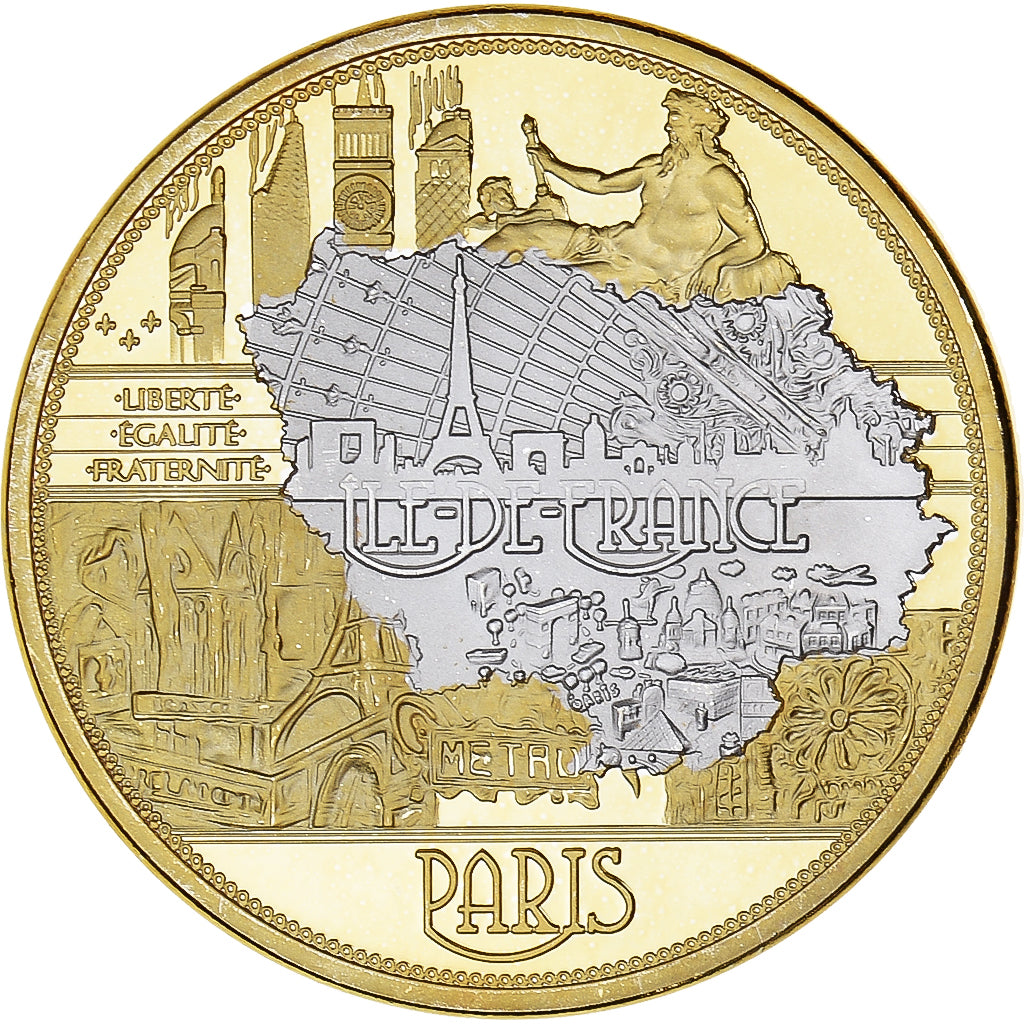 França, medalha, Les Régions de France, PARIS, MS(65-70), Cobre Dourado