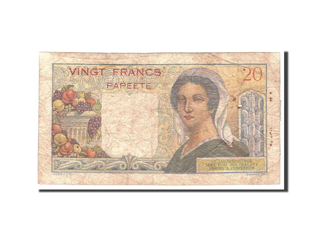Tahiti, 20 Francs, 1963, Undated, KM:21c, VG(8-10)