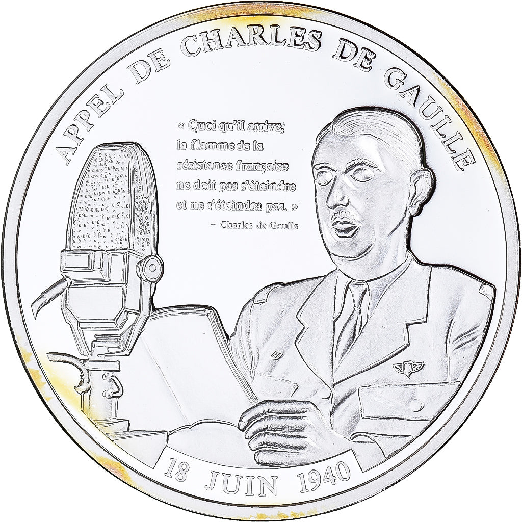 France, Medal, Charles De Gaulle, Appel du 18 juin 1940, MS(63), Copper Plated